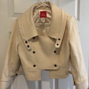 Lux Cropped Wool Ivory Coat, cowl neck - Size M, Urban Outfitters